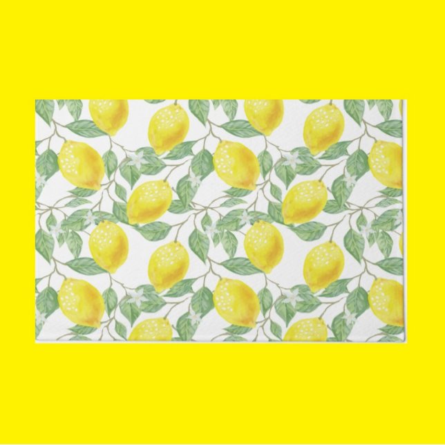 Paillasson Cuisine Mat Cuisine Plancher Mat Lemon Aquarelle (Créateur téléchargé)
