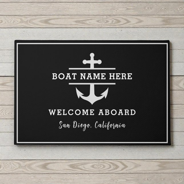 Paillasson Custom Boat Name Anchor Nautical Welcome (Créateur téléchargé)