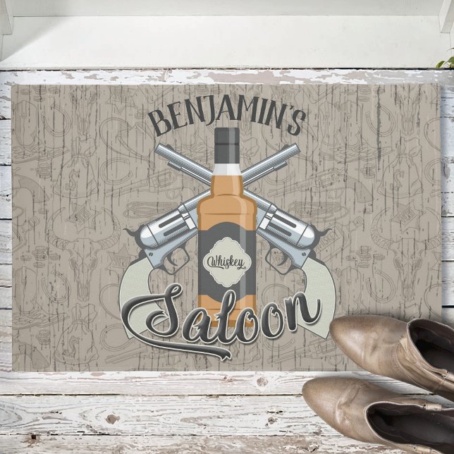 Paillasson Custom Cowboy Revolver Gun Whiskey Saloon (Créateur téléchargé)