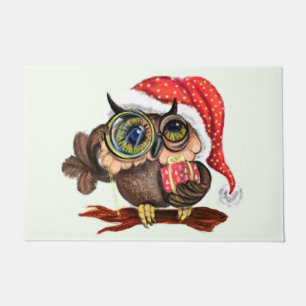 Paillasson Cute Baby Owl In Christmas Hat and Venin For You