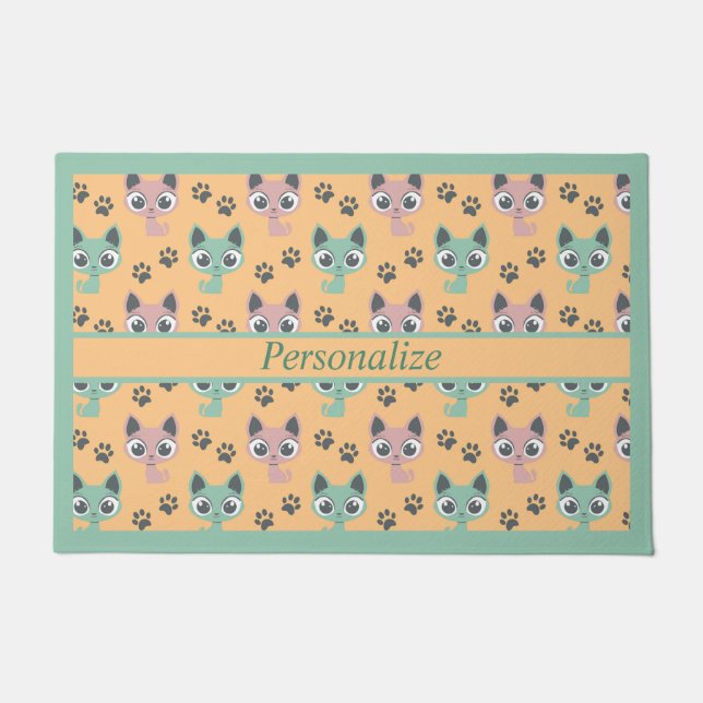 Paillasson Cute Cats adorable Big Eye Kitten Amoureux des cha (Devant)