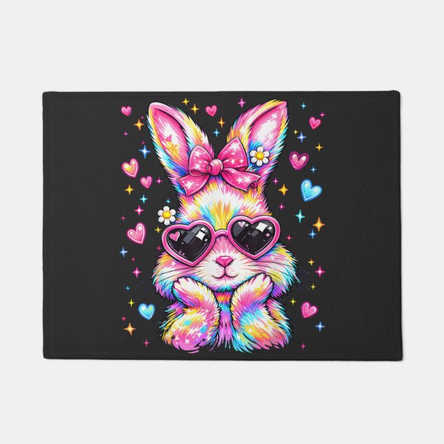 Paillasson Cute Coquette Tie Dye Rabbit Easter Bunny (Devant)