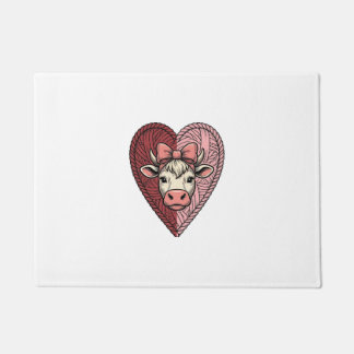 Paillasson Cute Cow Heart Yarn Vintage Engraving Design_1