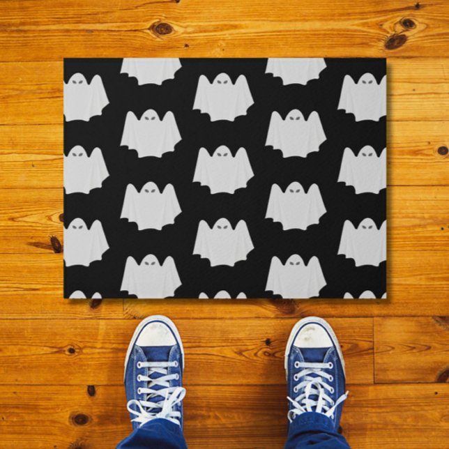 Paillasson Cute Fantôme Halloween Motif noir et blanc (Halloween fun for your front door or interior space!)