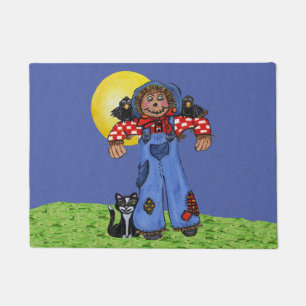Paillasson Cute Folk Art Blue Jeans Scarecrow Crows Halloween