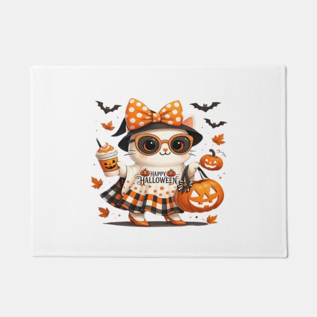 Paillasson Cute Halloween Chat - Kawaii Witch Kitty avec Pump (Devant)
