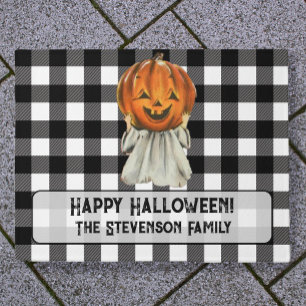 Paillasson Cute Halloween Citrouille Fantôme Nom de famille P