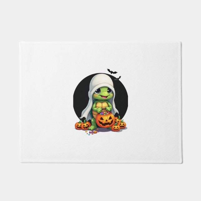 Paillasson Cute Halloween Turtle Ghost with Candy (7) (Devant)