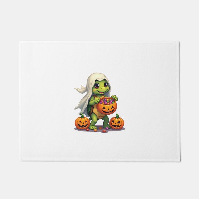 Paillasson Cute Halloween Turtle Ghost with Candy (8) (Devant)