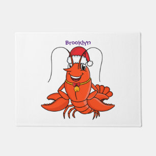Paillasson Cute joyeux homard portant le dessin du casquette