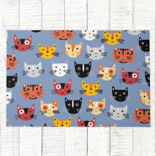 Paillasson Cute Kitty Chat Bleu