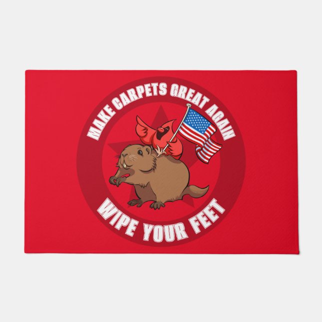 Paillasson Cute Red Cardinal Make Carpets Great Again Cartoon (Devant)
