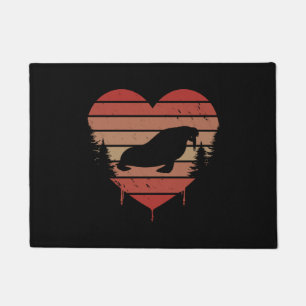 Paillasson Cute Red Vintage Heart Walrus 80s Saint-Valentin