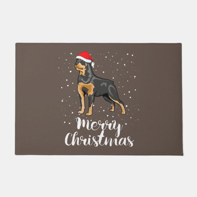 Paillasson Cute Rottweiler Santa Hat Merry Christmas Costume (Devant)