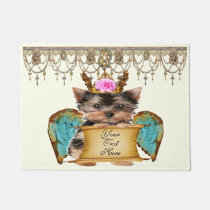 Paillasson Cute Shabby Chic Yorkie Angel Puppy Personnalisé