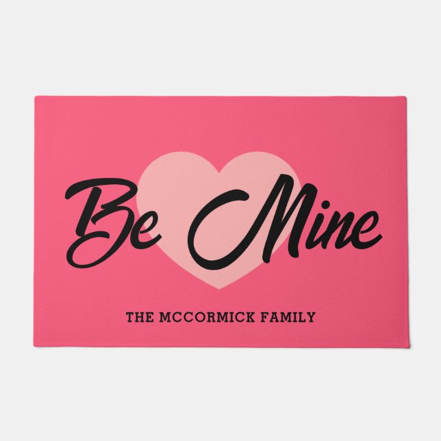 Paillasson Cute Valentines Jour Grand Coeur Rose Personnalisé (Devant)