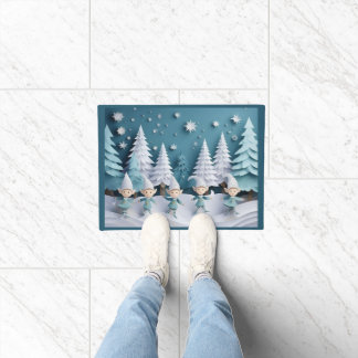 Paillasson Cutout Elves in the Snow Christmas