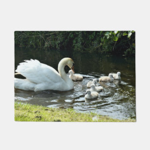 Paillasson Cygne blanc avec poules