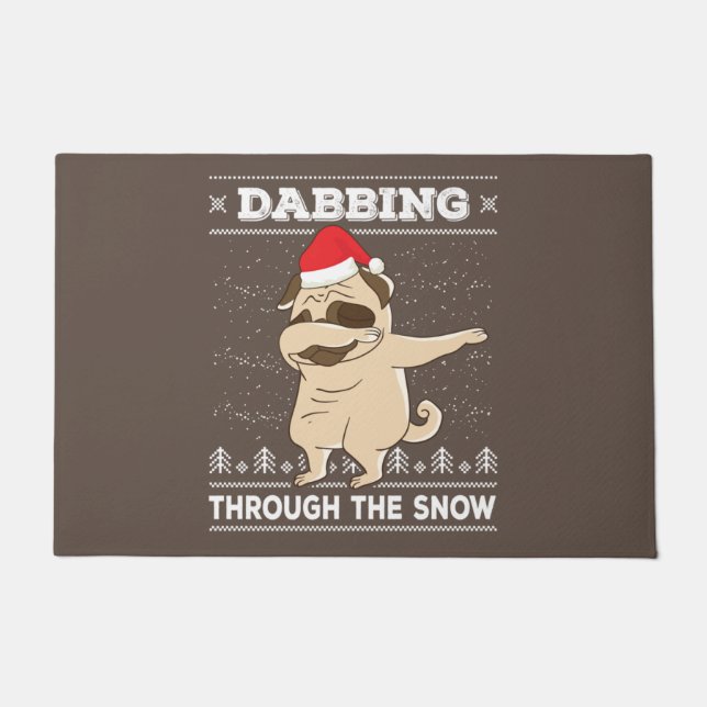 Paillasson Dabbing Through The Snow Pug Ugly Christmas Sweate (Devant)
