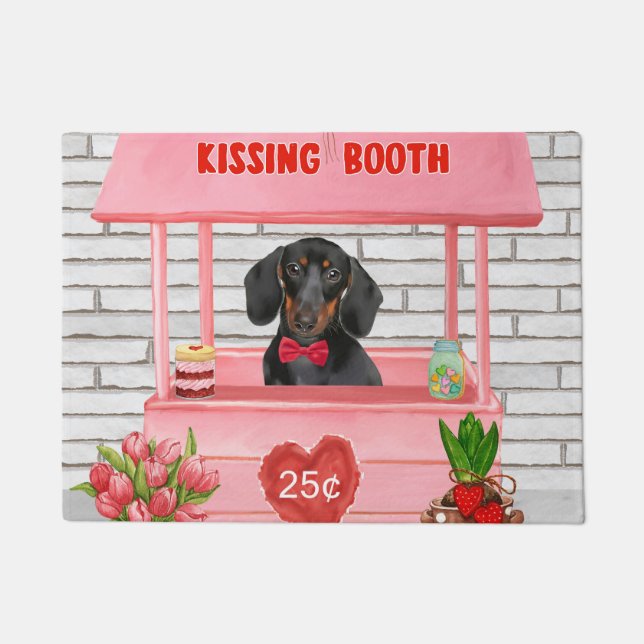 Paillasson Dachshund Chien Valentine's Day Kissing Booth (Devant)