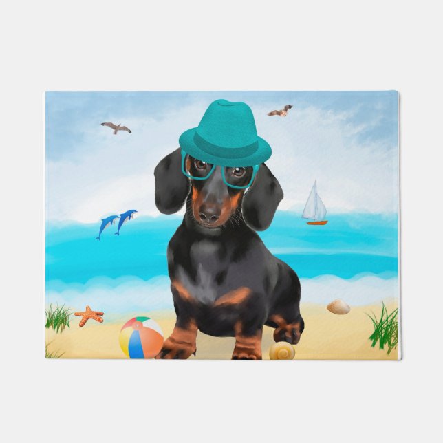 Paillasson Dachshund Dog sur la plage (Devant)