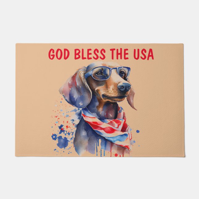 PAILLASSON DACHSHUND INDÉPENDANCE JOUR DOORMAT (Devant)