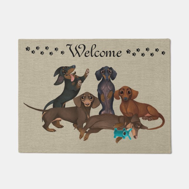 Paillasson Dachshund Porte Mat d'Accueil Mat Nouveau Décor (Devant)