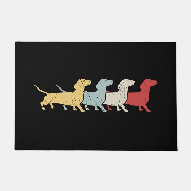 Paillasson Dachshund Retro Vintage (Devant)