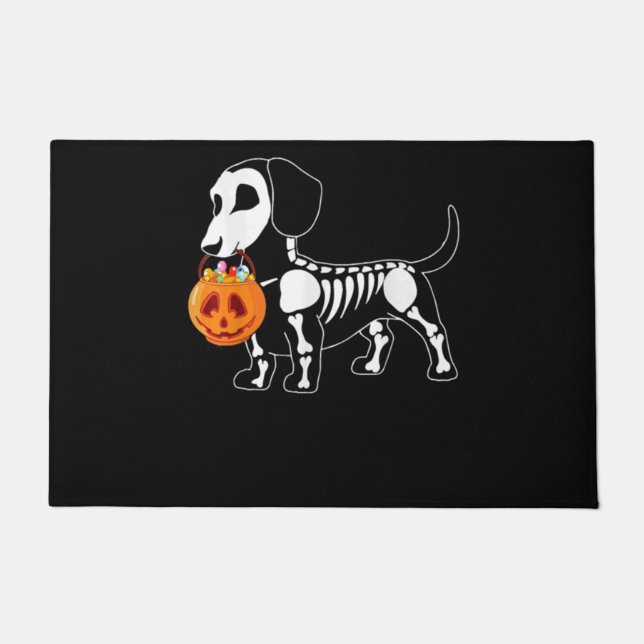 Paillasson Dachshund Skeleton Halloween (Devant)