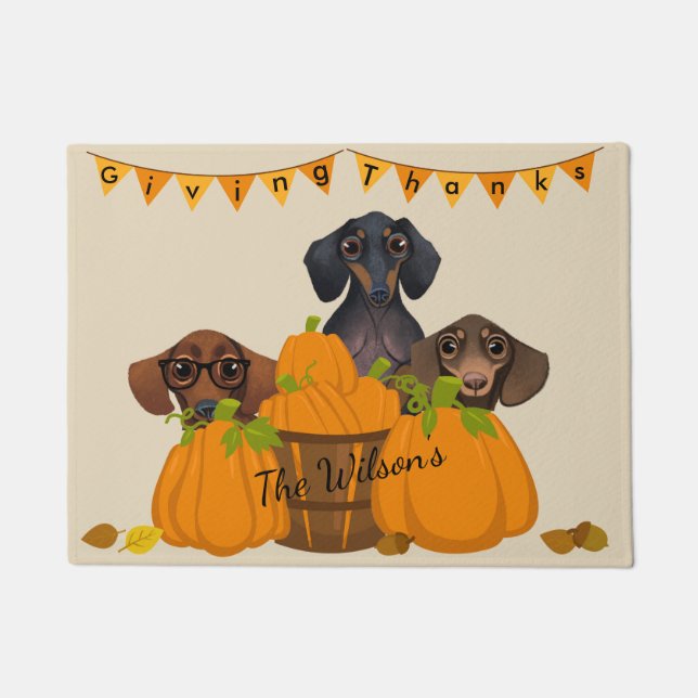 Paillasson Dachshund Thanksgiving Door Mat (Devant)