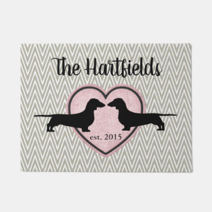 Paillasson Dachshunds Chevron Motif Door Mat