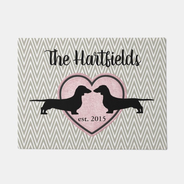 Paillasson Dachshunds Chevron Motif Door Mat (Devant)