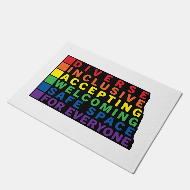 Paillasson Dakota du Nord (Noir) Espace sécurisé LGBTQ (Incliné)