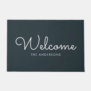 Paillasson Dark Grey Fancy Script "Welcome" Personnalisé