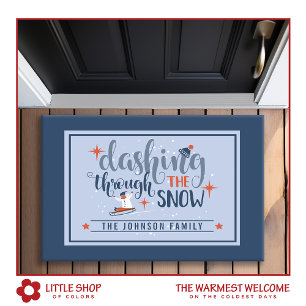Paillasson Dashing Through the Snow Monogram Christmas