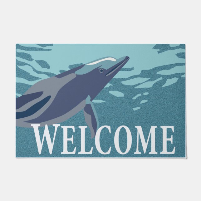 Paillasson Dauphin de bienvenue | Mignonne natte dauphin (Devant)