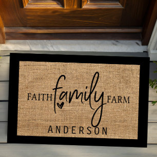 Paillasson de campagne rustique faux toile de jute