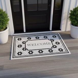 Paillasson de carreaux hexagonale vert gris mat de