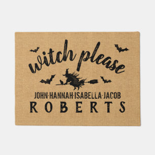 Paillasson De Halloween de sorcière toile de jute rustique