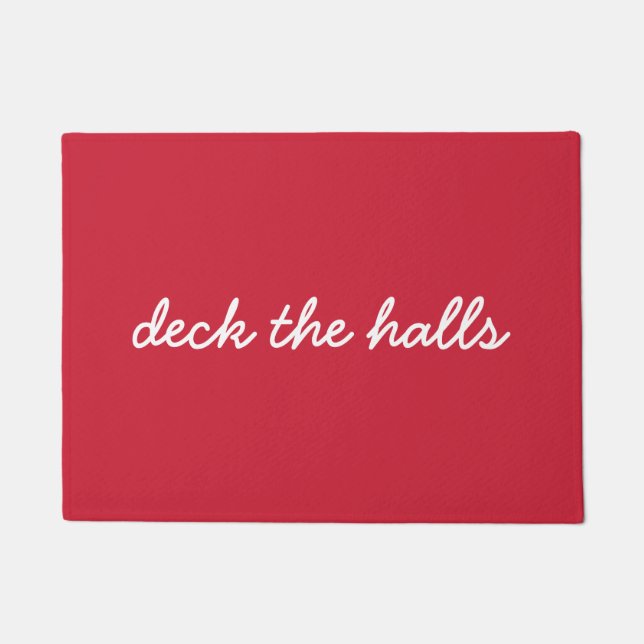 Paillasson Deck Les Halls Noël Vacances Simple Script Rouge (Devant)