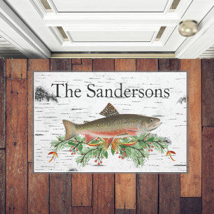 Paillasson Décor de pêche à la truite, Noël de truite