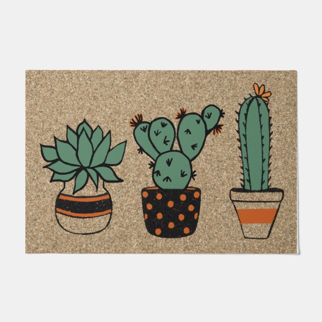 Paillasson Décor Succulent, Cute Cactus Mat, Mat De Bienvenue (Devant)