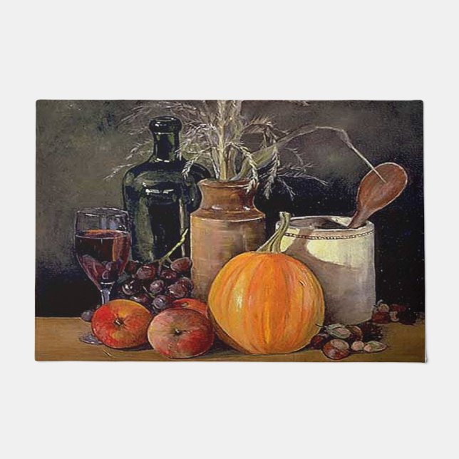 Paillasson Décorations d'automne sur table, Citrouille, Fruit (Devant)