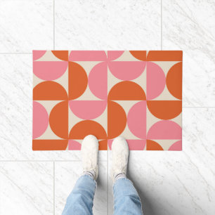 Paillasson Demi-cercles du milieu du siècle rose et orange