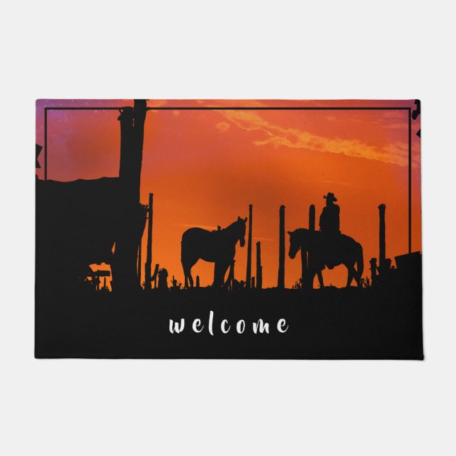 PAILLASSON DESERT LIGHTS COWBOY TRAIL DOORMAT (Devant)
