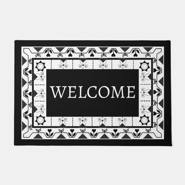 Paillasson Design de tuiles blanches et noires Whimsical (Devant)