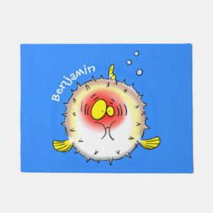 Paillasson Dessin animé de poisson porc-épic drôle de poisson