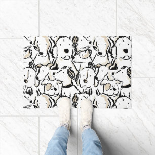 Paillasson Dessin au trait de chiot mignon - Noir et Blanc