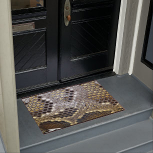 Paillasson dessin de serpent motif gris-noir beige