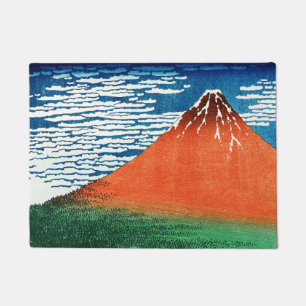 Paillasson Dessin Fuji rouge Kanagawa Hokusai